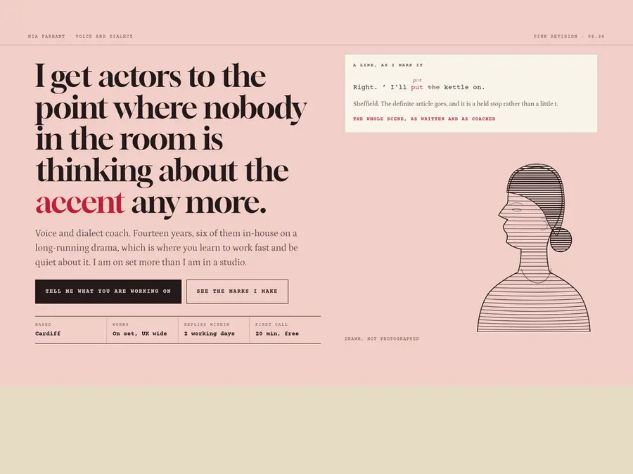 Nia website, a personal brand site for a voice coach